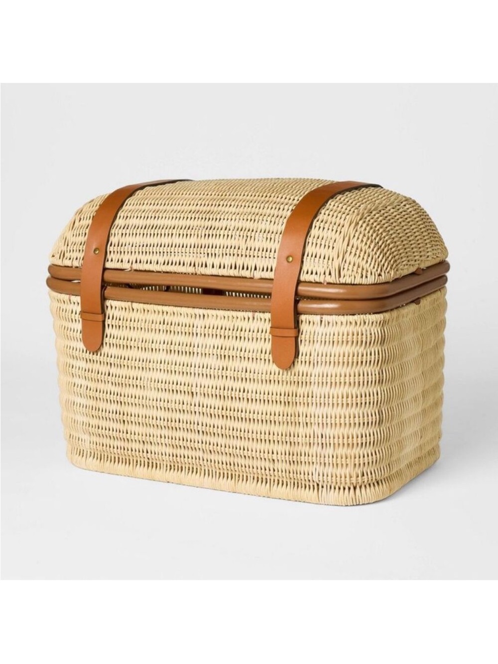 21" Woven Rattan Storage Trunk Basket Brown Threshold designed with Studio McGee